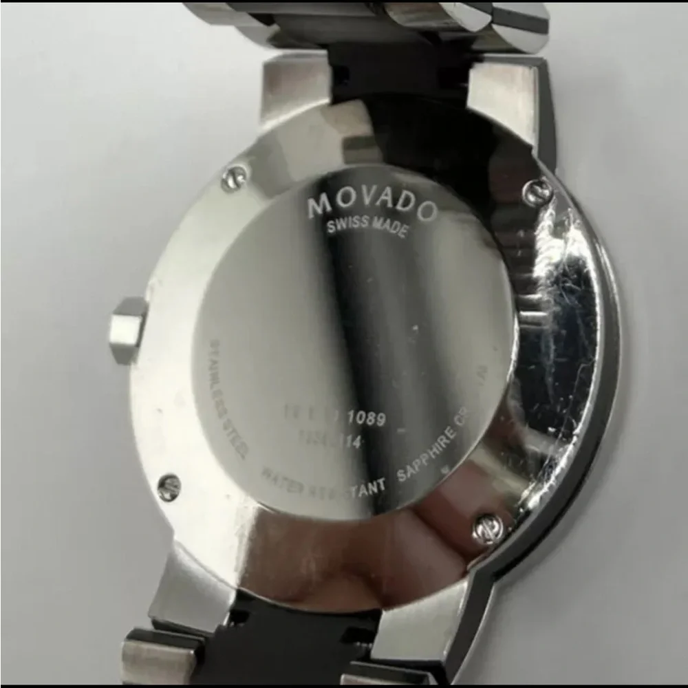 Movado Black and Silver Watch